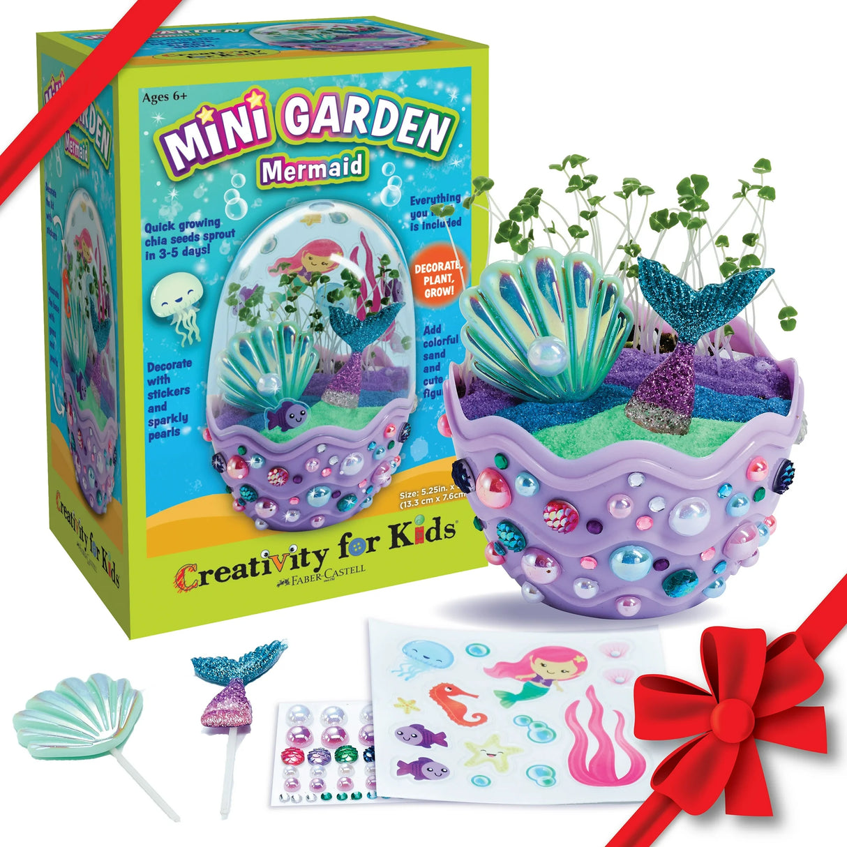 Creativity for Kids Mini Garden: Mermaid Terrarium Kit - Mermaid Gifts for Girls, Crafts for Kids and Mermaid Toys Ages 6-8+, Stocking Stuffers for Kids