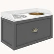 PAWHUT  Dog Bowl Stand with Storage, 2 Elevated Pet Dish Bowls Set for Large Sized Dogs, Gray