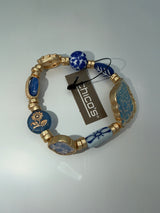 Chico's SS station stretch bracelet multi- Blue & Gold