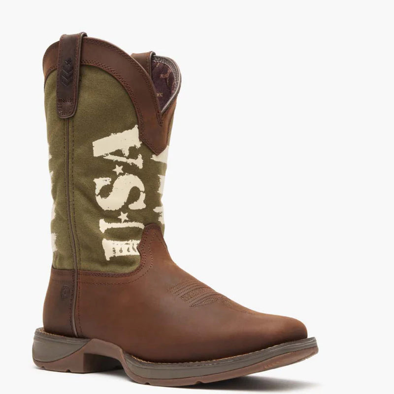 Rebel by Durango Army Green USA Print Western Boot Size: 8.5M