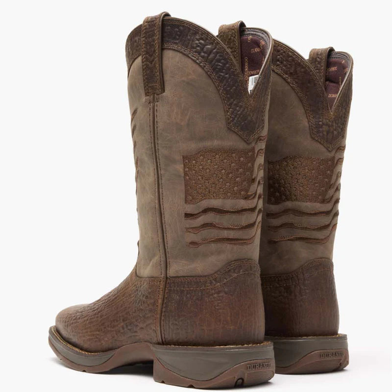 Rebel by Durango Brown Distressed Flag Embroidery Western Boot Size: 7.5W