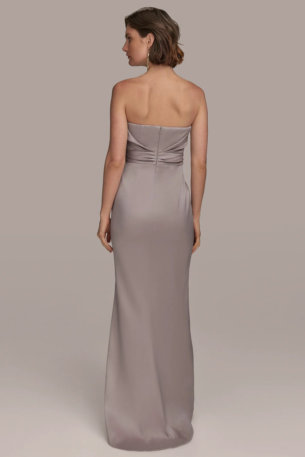 DONNA KARAN NEW YORK - Women's Asymmetric Strapless Gown - Cobblestone - Size 12