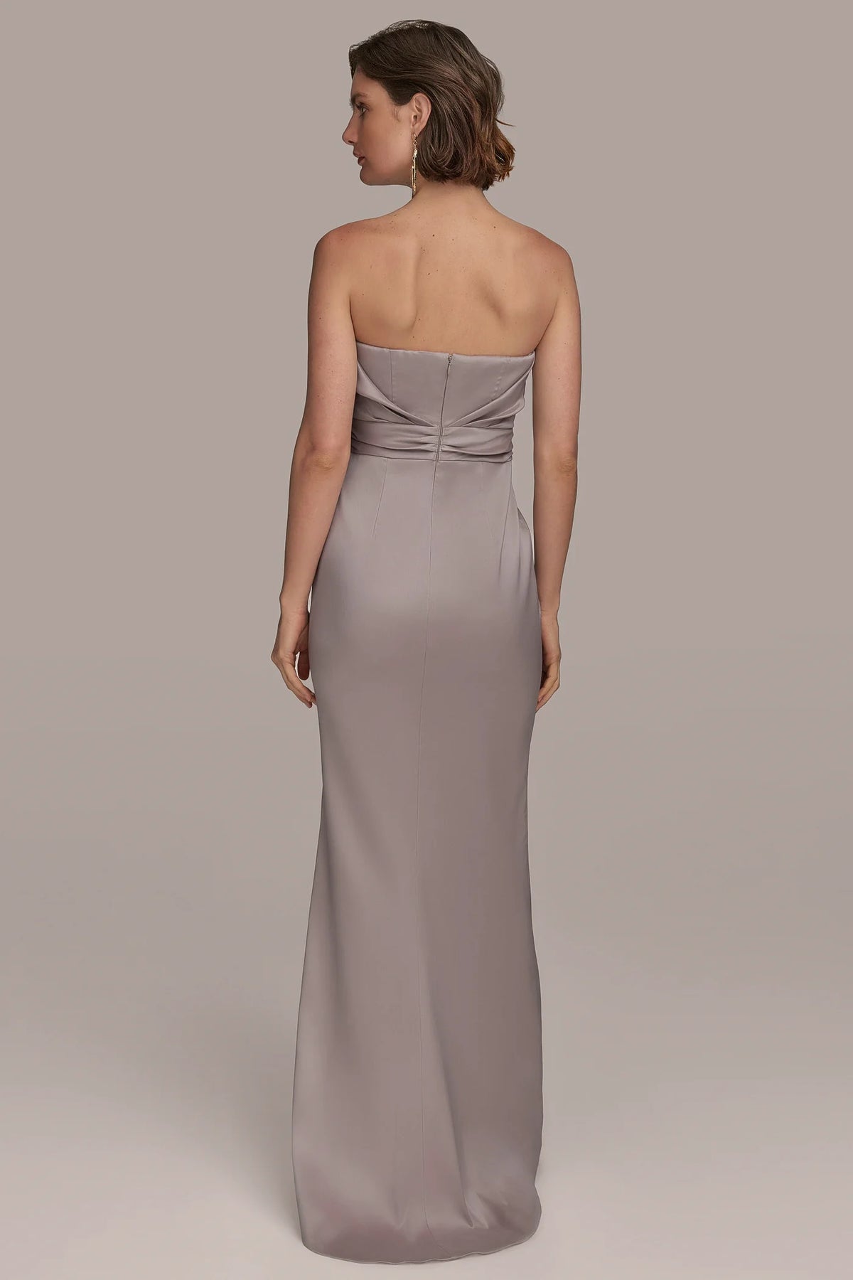 DONNA KARAN NEW YORK - Women's Asymmetric Strapless Gown - Cobblestone - Size 12