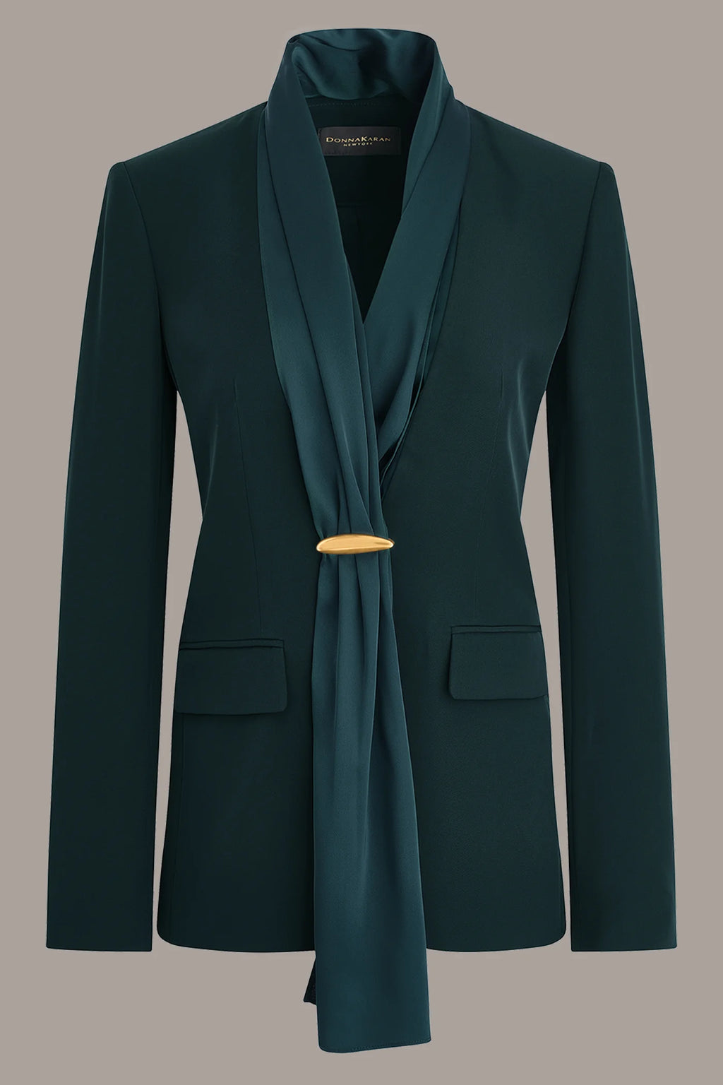 Donna Karan Women's Charmeuse Scarf Collar Suit Blazer & Trousers (Size: 14)