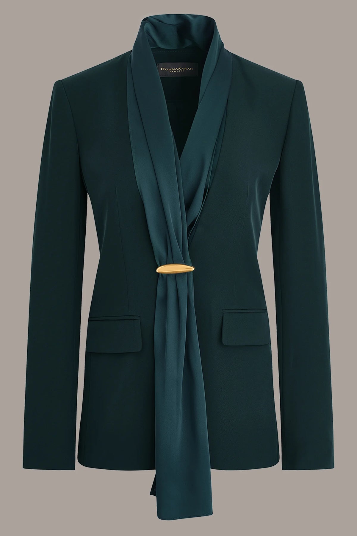 Donna Karan Women's Charmeuse Scarf Collar Suit Blazer & Trousers (Size: 14)