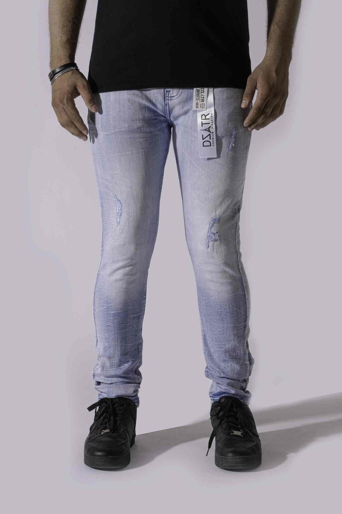 Men's DZTR-441 Ice Blue Skinny Stretch Jeans, Size 40