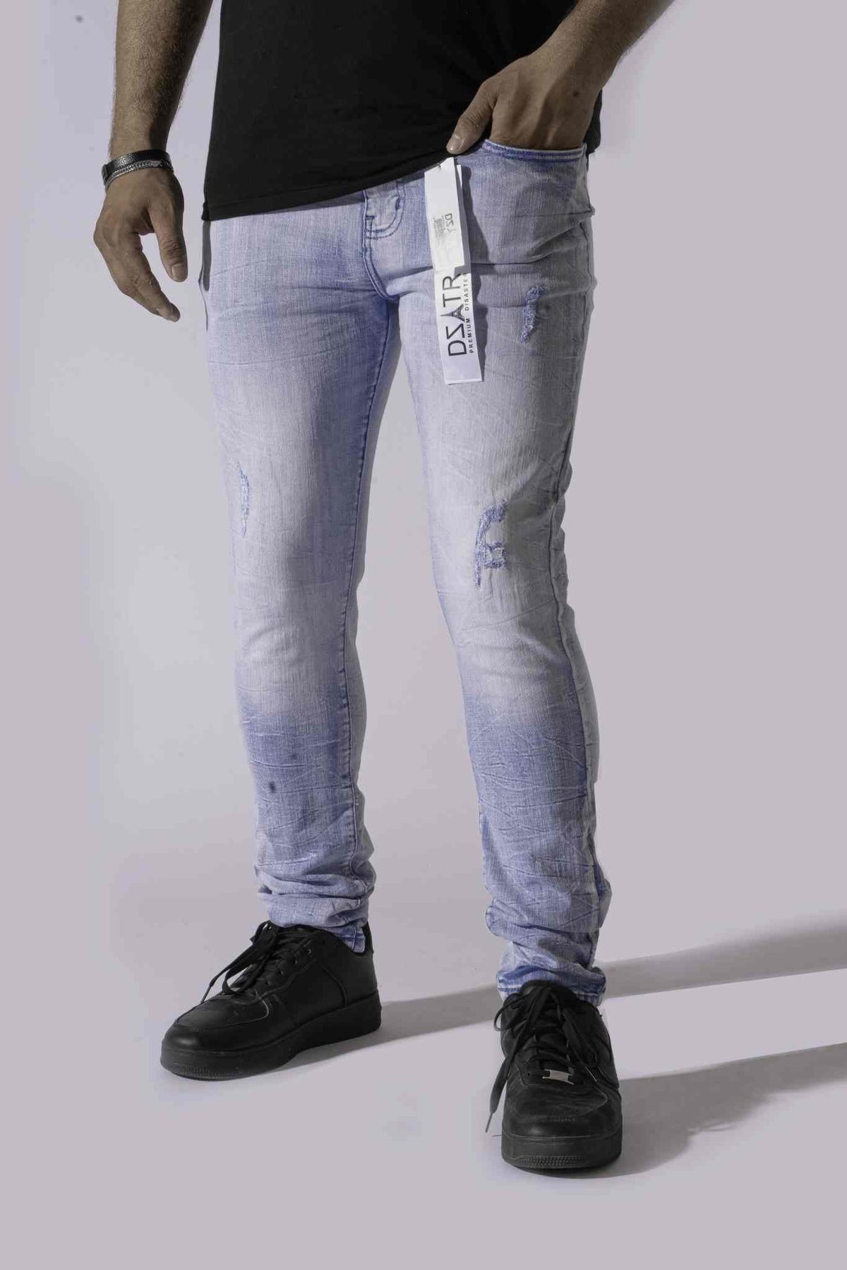 Men's DZTR-441 Ice Blue Skinny Stretch Jeans, Size 30