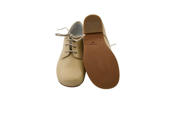 PEPA LONDON Boy's Blucher/Derby Formal Dress Shoes in Sandy Beige - Toddler US 9-9.5/EU26