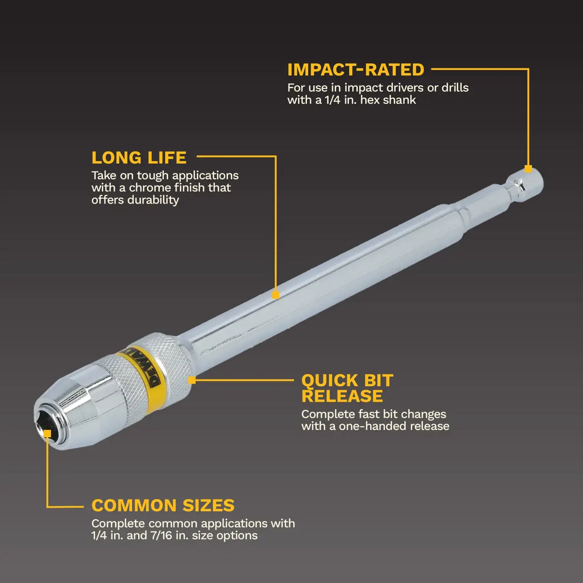 DEWALT DWA14QCEXT06 - 1/4 in. x 6 in. Quick-Change Locking Magnetic Extension