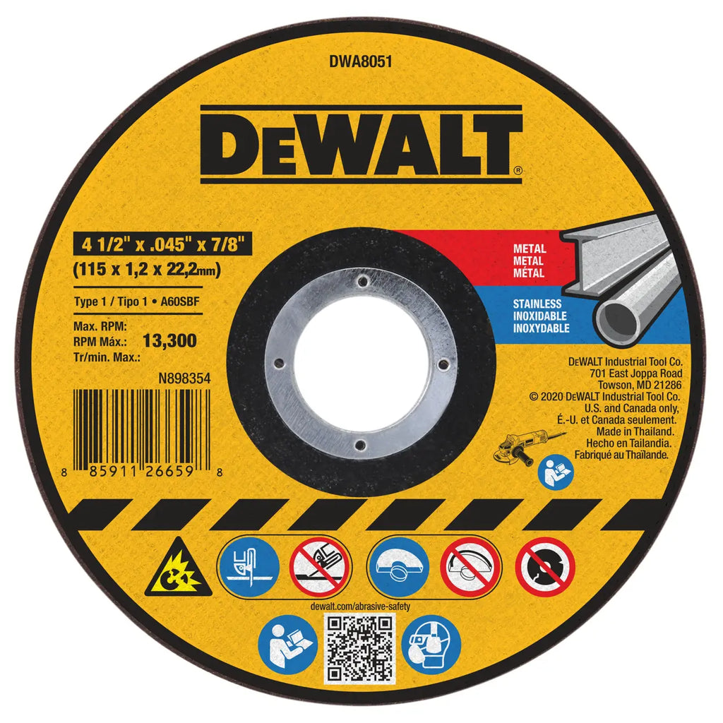 DEWALT Type 1 Abrasive Cut-Off Wheel - 4-1/2 in x 7/8 in - 25 Pack