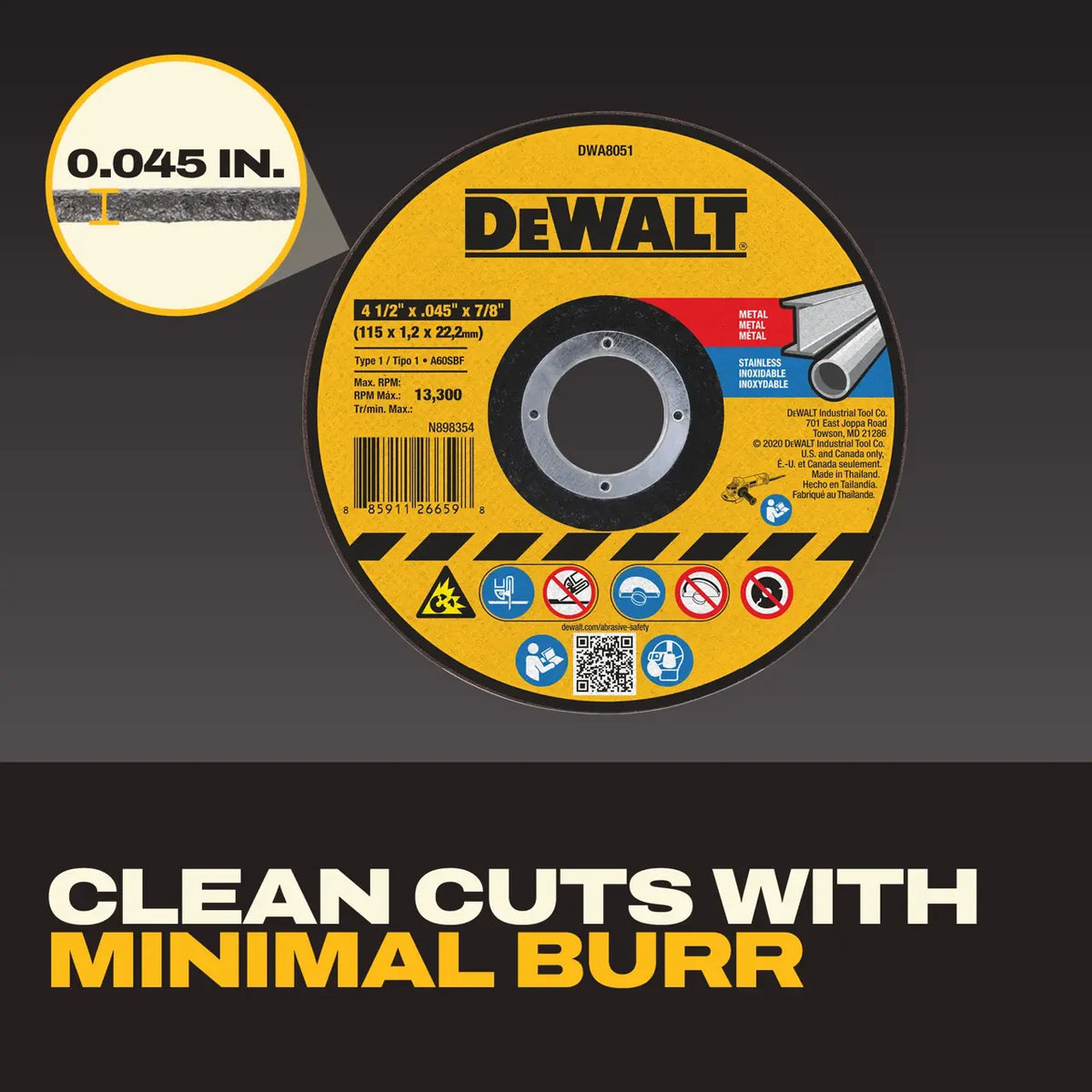 DEWALT Type 1 Abrasive Cut-Off Wheel - 4-1/2 in x 7/8 in - 25 Pack