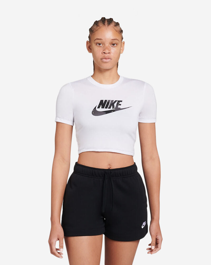 Nike W Nsw Slim Crop Camo Tee- White-Oil Grey/New With Tags