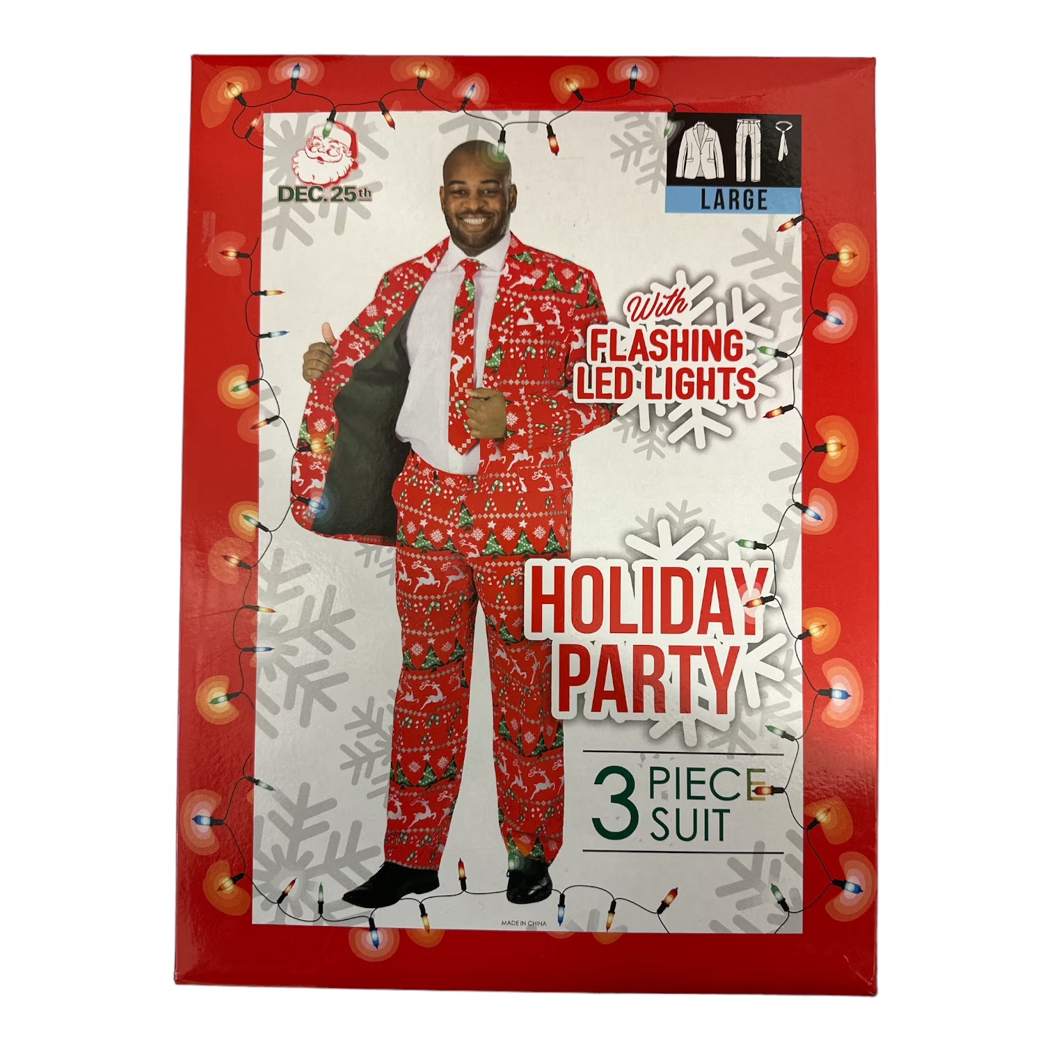 Dec 25th Men's Holiday Life Of The Party 3-Piece LED Light Up Suit Set XX-Large