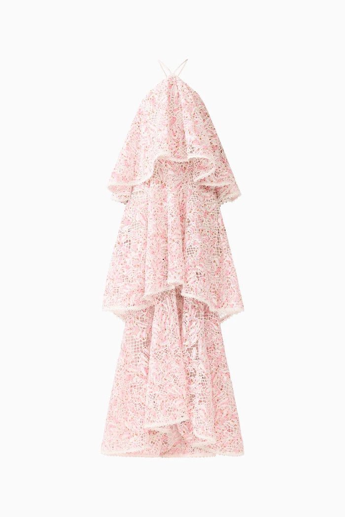 Valencia Tiered Gown - Pink & Cream Floral, Small