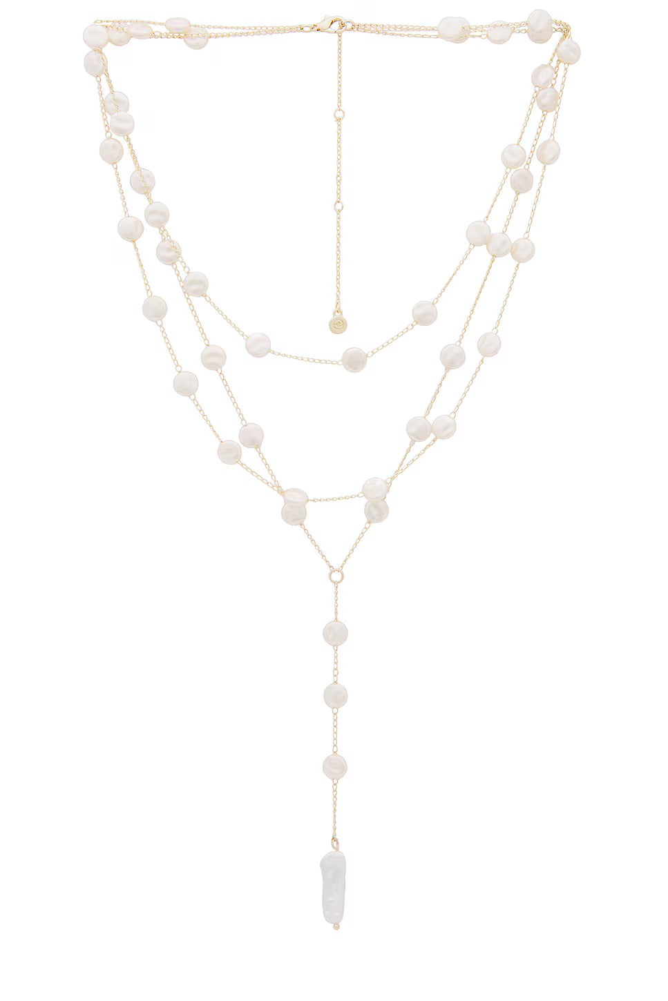 Ettika Pearl Coin Layered Lariat Necklace