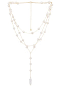 Ettika Pearl Coin Layered Lariat Necklace