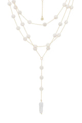Ettika Pearl Coin Layered Lariat Necklace