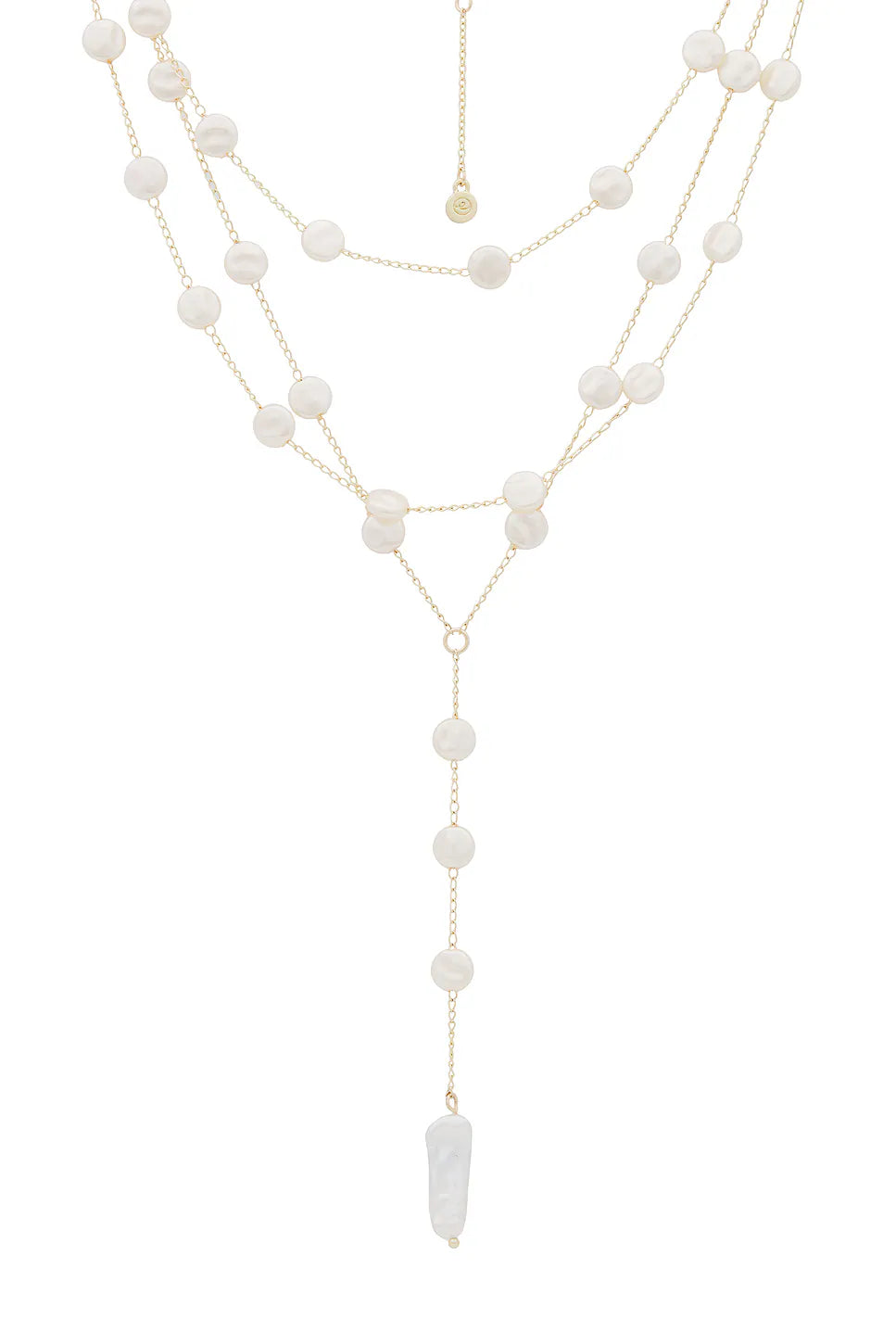 Ettika Pearl Coin Layered Lariat Necklace