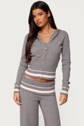 Kaliya Stripey Knit Zip Up Hoodie Size XS