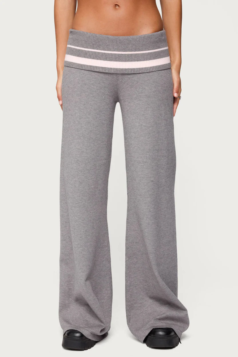 Kaliya Stripey Foldover Knit Pants Size XS