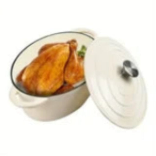Enameled Oval Dutch Oven Pot with Lid and Dual Handles, Cast Iron Dutch Oven for Cooking, Bread Baking, Non-stick Enamel Coated Cookware