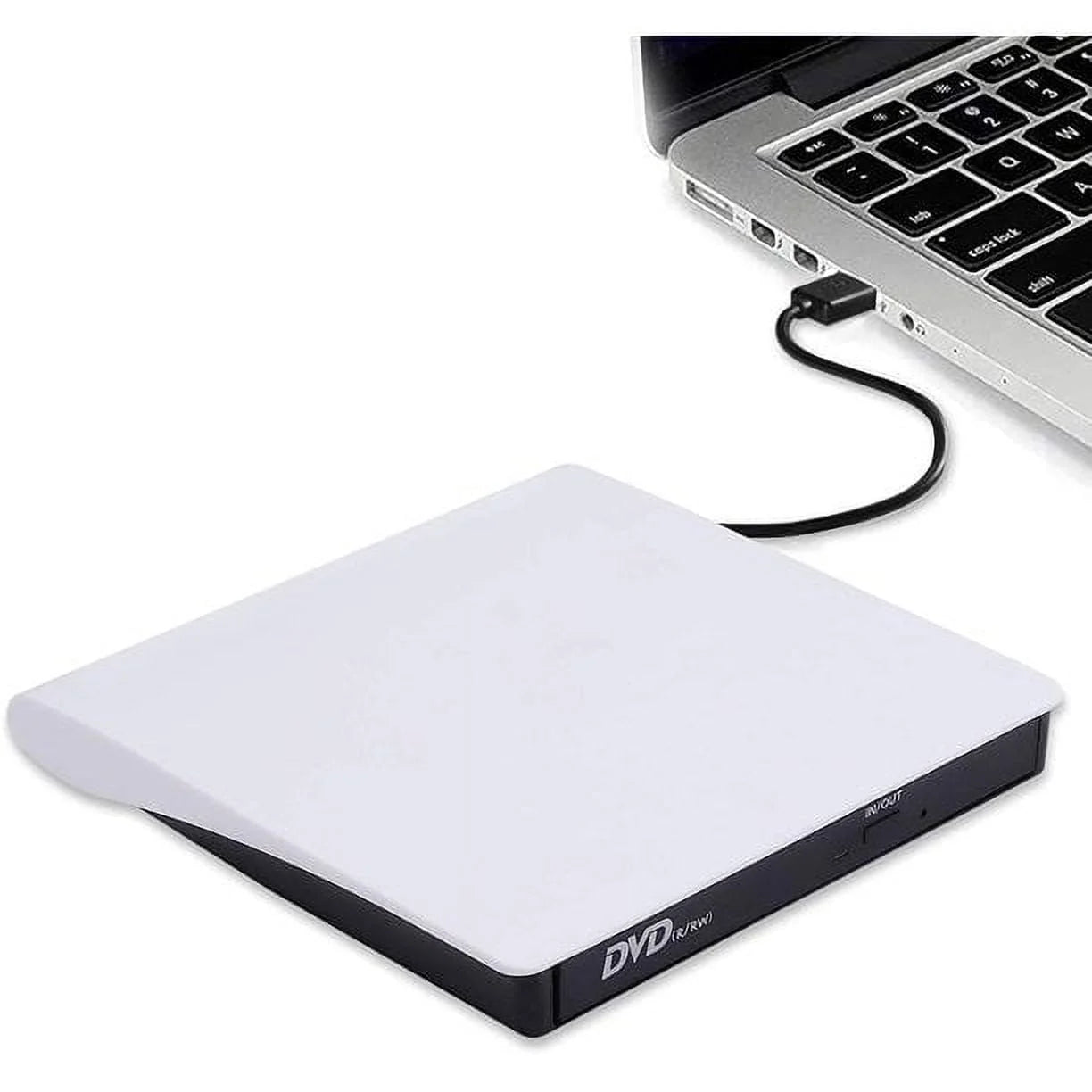 External CD DVD Drive, USB 3.0 Portable CD/DVD +/-RW Drive/DVD Player for Laptop CD ROM Burner Compatible with Laptop Desktop PC Windows Linux OS White