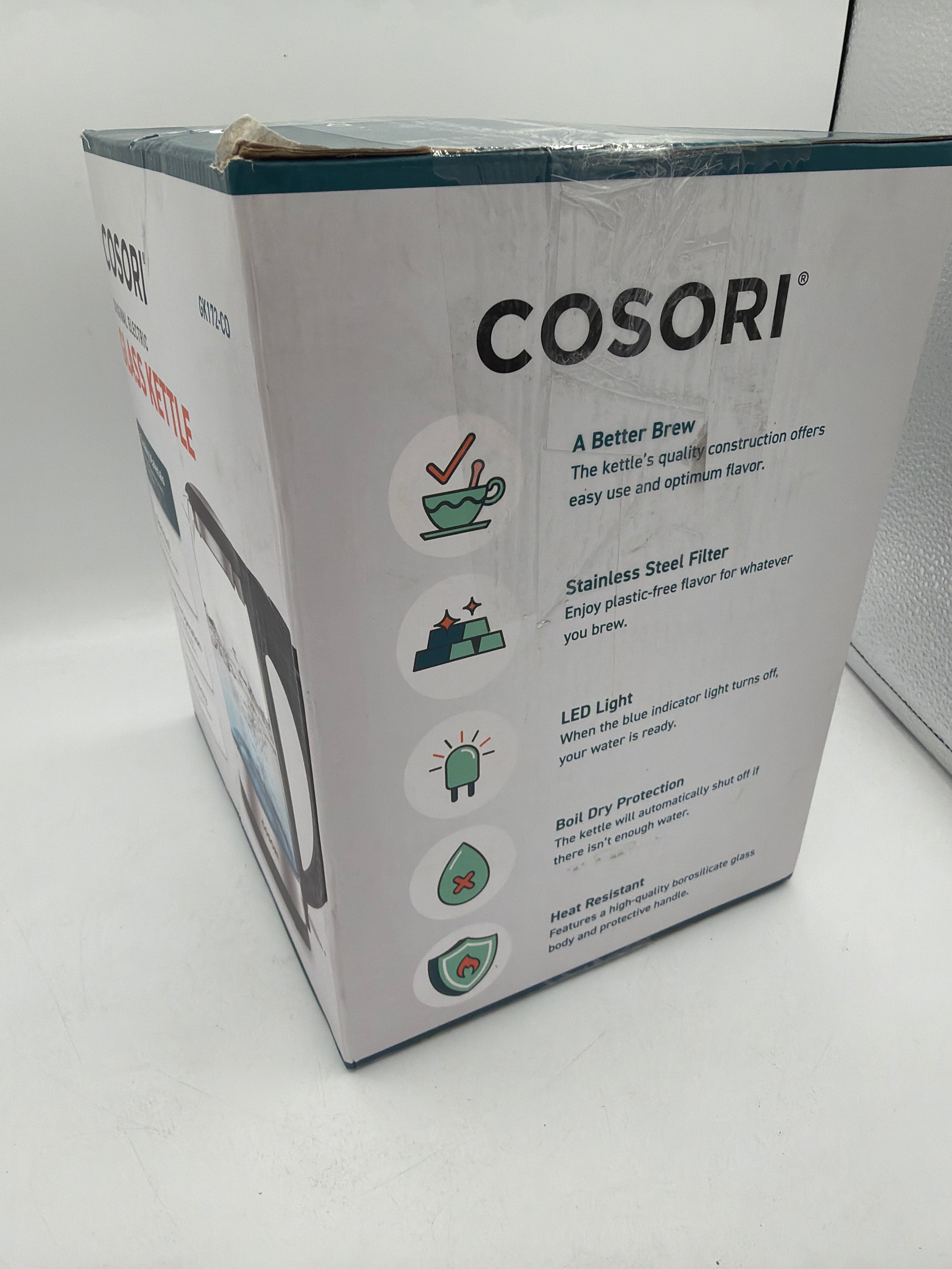 Cosori Electric Kettle, No Plastic Contact With Water, Wide Mouth For Easy Cleaning, Auto Shut Off, 1.7L Tea Kettle