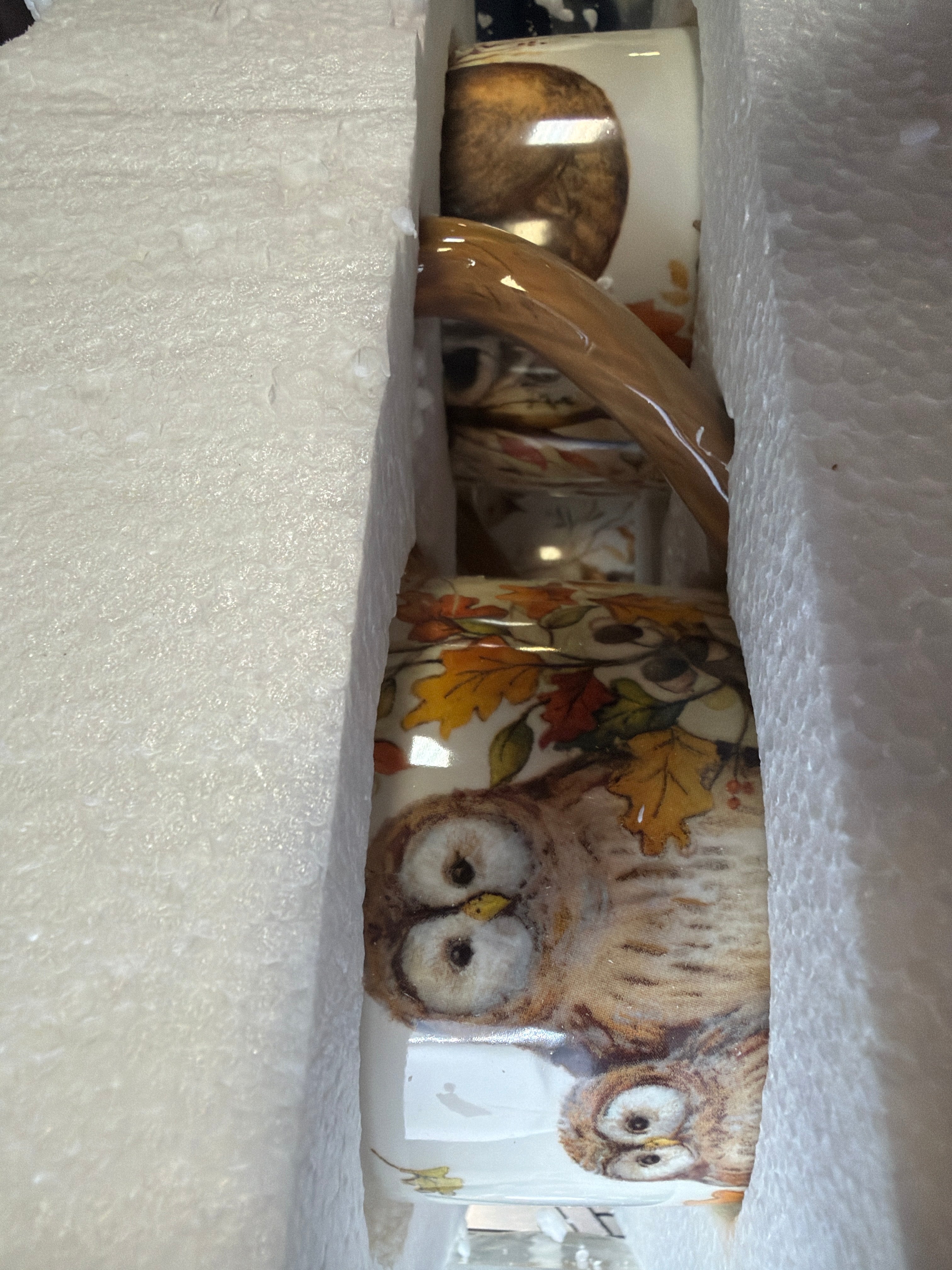Pine Forest 16 oz. Woodland Ceramic Mugs, Set of 4 – Autumn Wildlife Coffee Cups with Fox, Owl, Deer & Raccoon