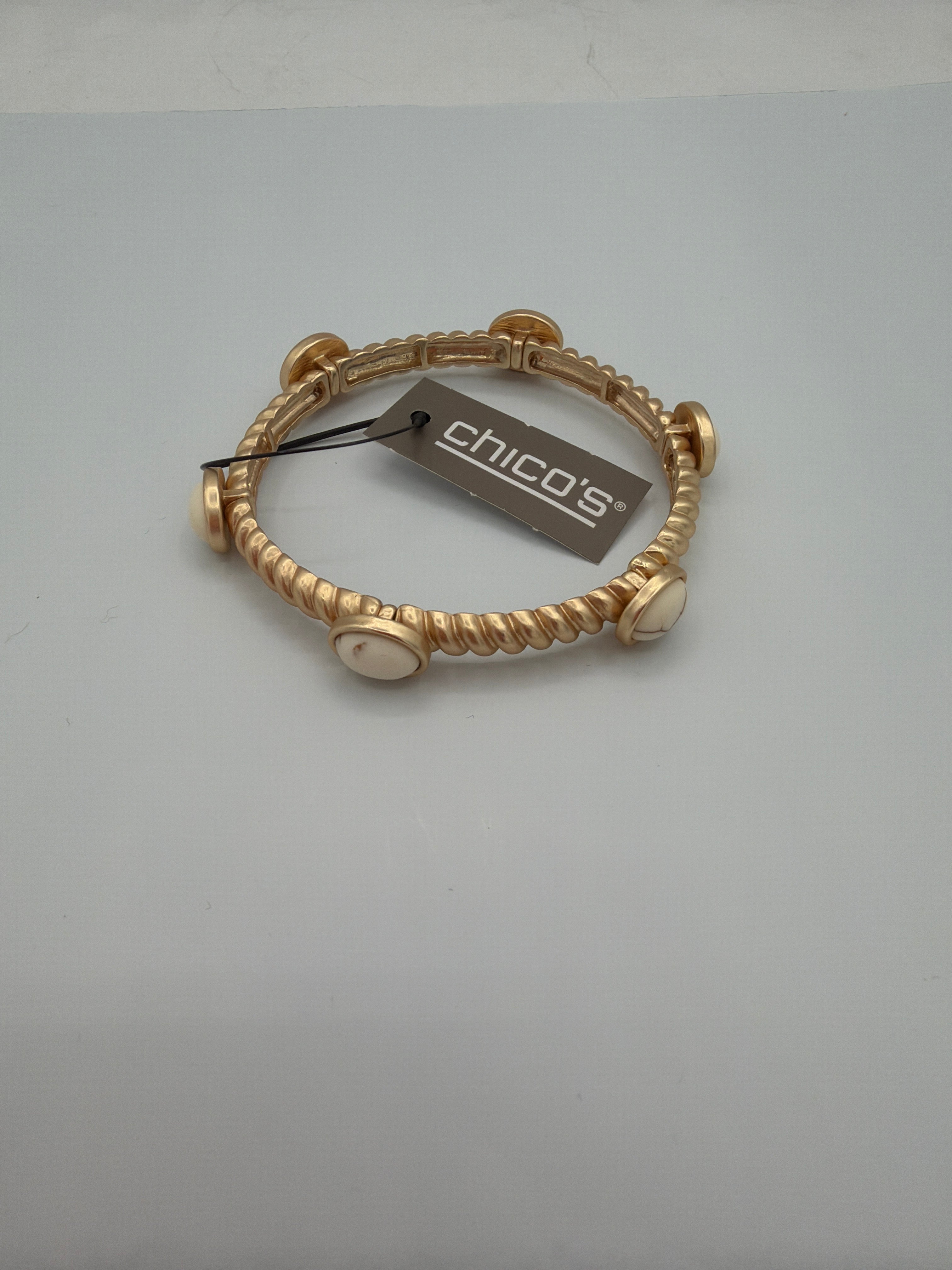 Chico's SS Stretch Bracelet Modern Ecru - Gold