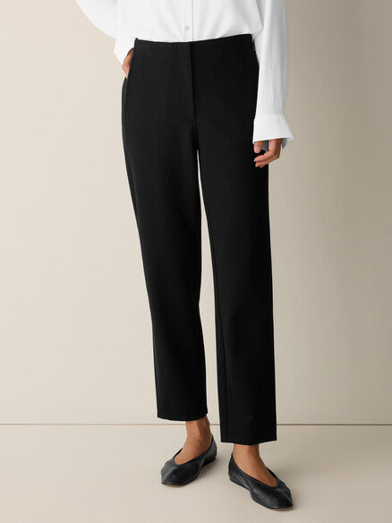 Eileen Fisher Washable Flex Ponte Tapered Trouser Pant Easy Fit, Ankle Length Women's S