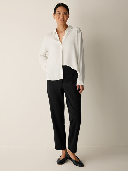 Eileen Fisher Washable Flex Ponte Tapered Trouser Pant Easy Fit, Ankle Length Women's S