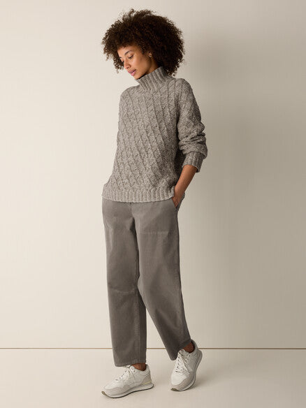 Eileen Fisher Peruvian Cotton Boucle Fluff Turtleneck Boxy Fit, Basic Length Women's XXS