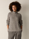 Eileen Fisher Peruvian Cotton Boucle Fluff Turtleneck Boxy Fit, Basic Length Women's XS