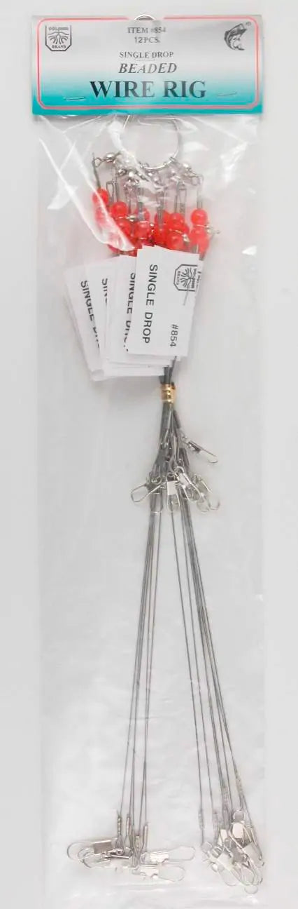 F.J.Neil Single Drop Wire Rig Beaded Leader 70# (854-BC) - 36 Pieces