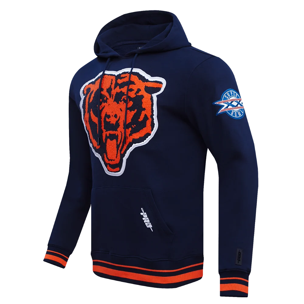 NFL CHICAGO BEARS MASHUP MEN'S RIB PULLOVER HOODIE - L
