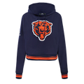 NFL Chicago Bears Retro Classic Women's Cropped Pullover Hoodie - Midnight Navy/Orange/ Midnight Navy - Size Large