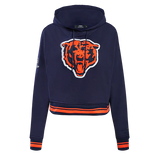 NFL Chicago Bears Retro Classic Women's Cropped Pullover Hoodie - Midnight Navy/Orange/ Midnight Navy - Size Large
