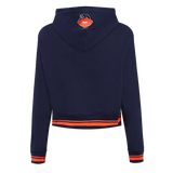 NFL Chicago Bears Retro Classic Women's Cropped Pullover Hoodie - Midnight Navy/Orange/ Midnight Navy - Size Large