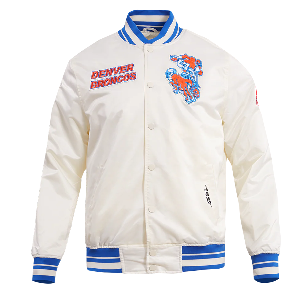 NFL DENVER BRONCOS RETRO CLASSIC MEN'S RIB SATIN JACKET  LG