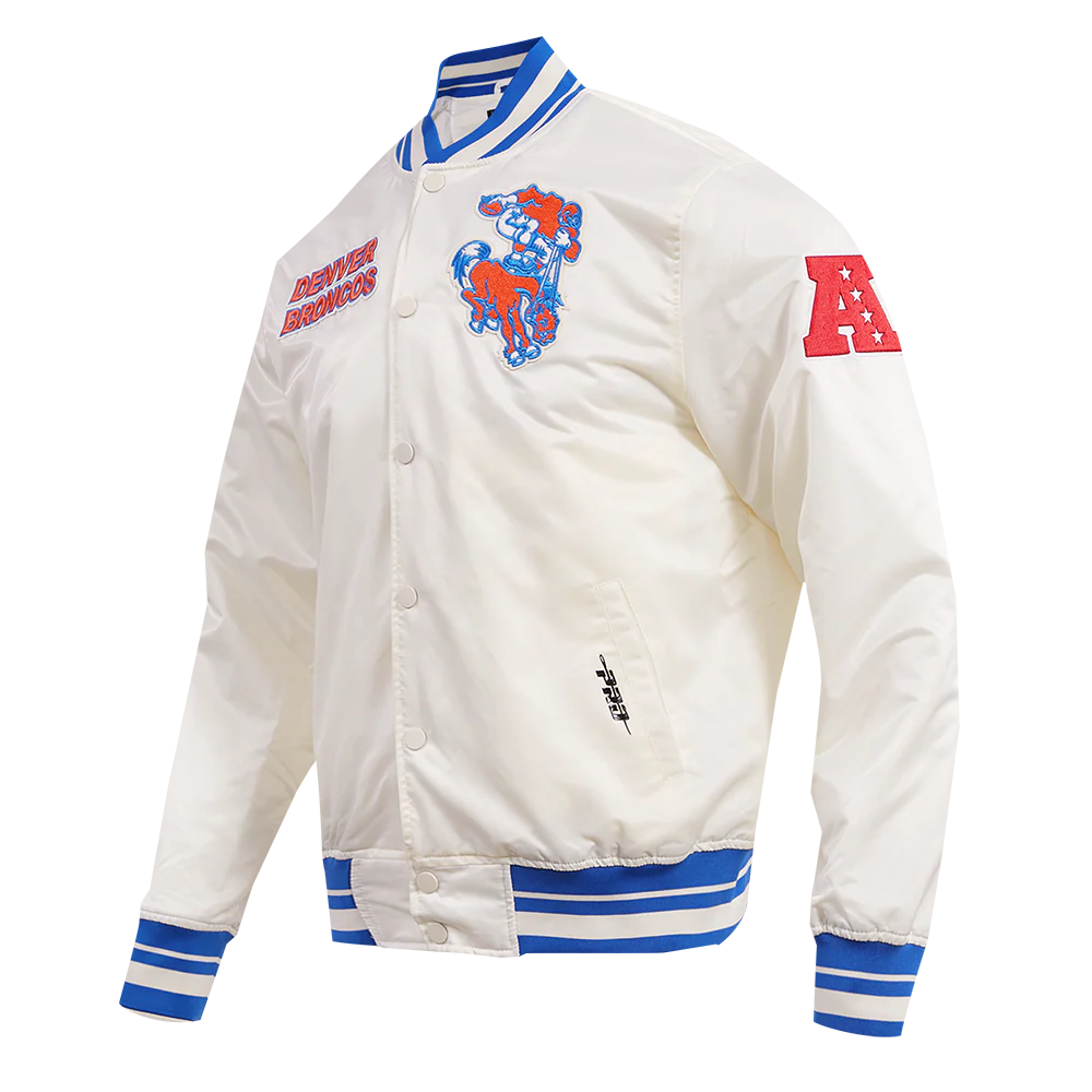 NFL DENVER BRONCOS RETRO CLASSIC MEN'S RIB SATIN JACKET  LG