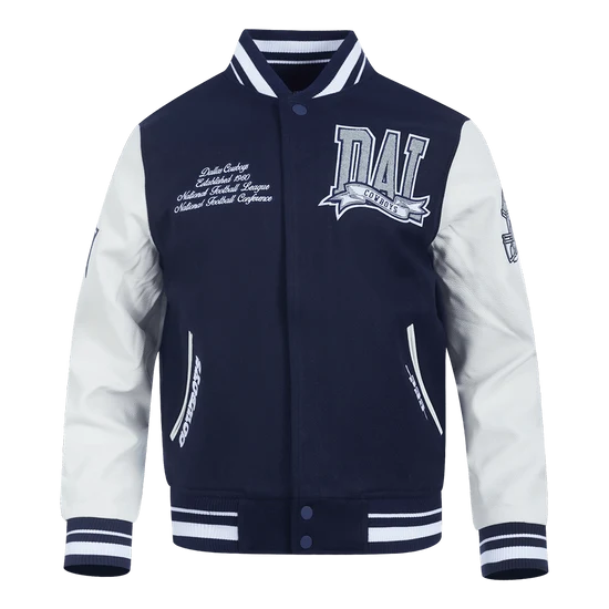 NFL DALLAS COWBOYS TEAM PENNANTS MEN'S RIB WOOL VARSITY JACKET - L