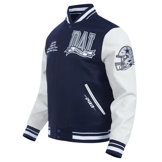 NFL DALLAS COWBOYS TEAM PENNANTS MEN'S RIB WOOL VARSITY JACKET - L