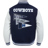 NFL Dallas Cowboys Team Pennants Men's Rib Wool Varsity Jacket - Midnight Navy/White - 2XL