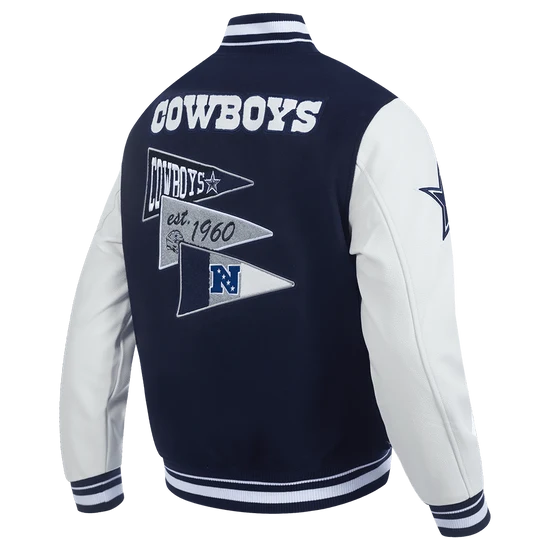 NFL DALLAS COWBOYS TEAM PENNANTS MEN'S RIB WOOL VARSITY JACKET - L