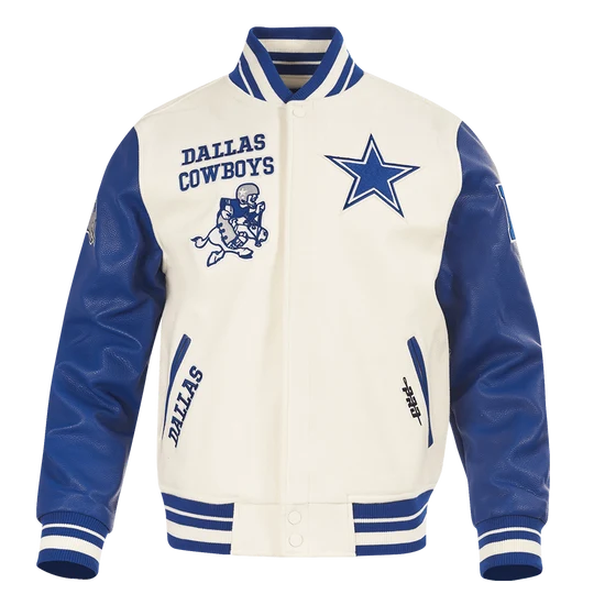 NFL DALLAS COWBOYS RETRO CLASSIC MEN'S RIB WOOL VARSITY JACKET - XL