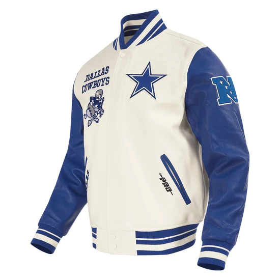 NFL DALLAS COWBOYS RETRO CLASSIC MEN'S RIB WOOL VARSITY JACKET - XL