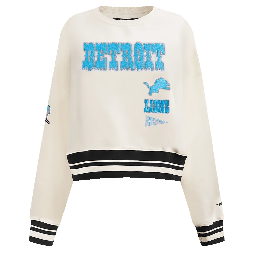 NFL DETROIT LIONS RETRO CLASSIC WOMEN'S RIB CREWNECK - S