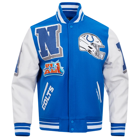 NFL INDIANAPOLIS COLTS MASHUP RIB WOOL MEN'S VARSITY JACKET XL