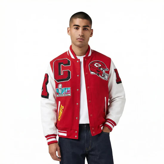 NFL Kansas City Chiefs Mashup Men's Rib Wool Varsity Jacket - Red/White - Small
