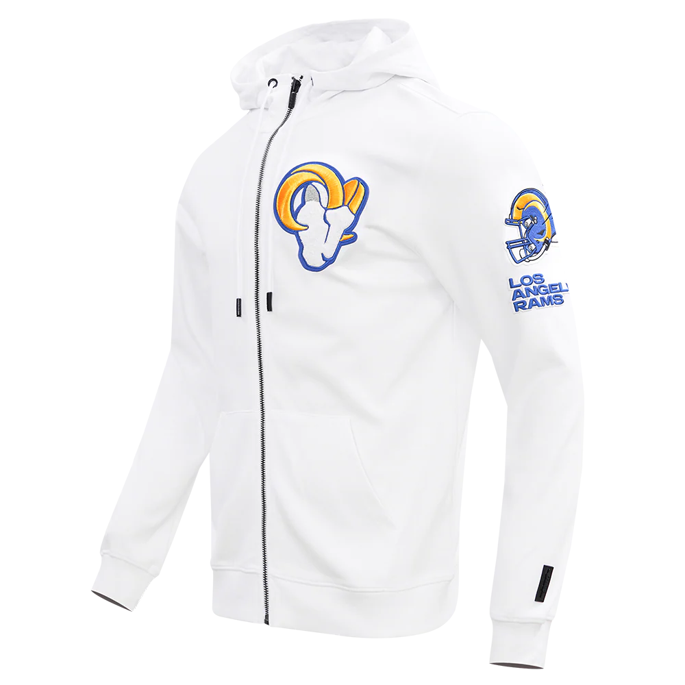 NFL LOS ANGELES RAMS CLASSIC CHENILLE DOUBLE KNIT FULL ZIP HOODIE Size L